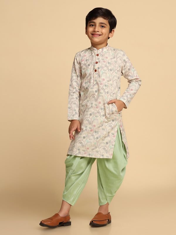 Image of KISAH Kids' Kurta - Printed Cotton Blend - Traditional Indian Ethnic Wear for Kids - Ideal for Weddings and Festivals