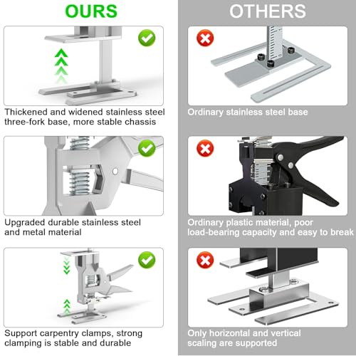 Labor Saving Arm Jack 2 Pack, 12 Inch All-Metal Hand Lifting Jack Tool, 440LBS Capacity Precise Control Slow/Fast Descent Furniture Jacks Lifter for Lifting Door Furniture, Wall Tile Positioning - Thumbnail 5