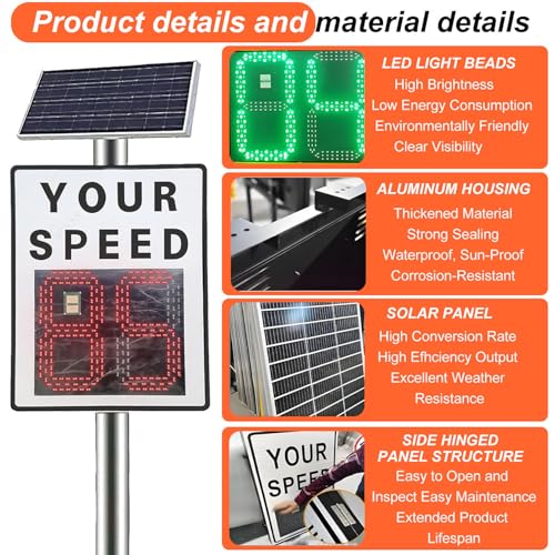 Señal de radar solar con alerta intermitente y control inalámbrico 4