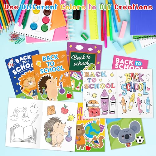 Image of Back to School Coloring Books for Kids - 24Pcs First Day of School Mini Coloring Booklet Bulk Cartoon DIY Art Drawing Book for Back to School Party Goodie Bags Stuffers School Classroom Favor
