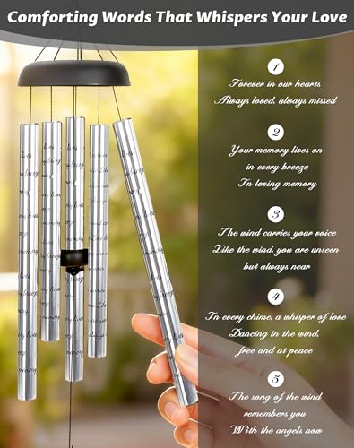 Memorial Wind Chimes for Loss of Loved One Memorial Sympathy Wind Chimes Gifts for Loss of Dad Mom Grandpa Condolence Remembrance Deep Tone Wind Chimes for Outside Decoration (Patio, Graden, Yard) - image 2