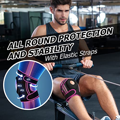 Cotlike Knee Braces With Side Stabilizers For Knee Pain, Patella Knee Support For Men And Women - Arthritis Pain, Meniscus Tear Cl Mcl Injury Recovery, Running, Workout (Rose Red-M) #TOP5