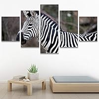 SIGNWIN 5 Panel Canvas Wall Art Animals Black and White Dramatic Group Modern Artwork for Home Decorations Ready to Hang - 60