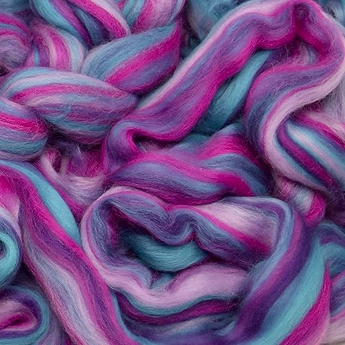 Image of Combed Top Roving. Limited Edition Fiber for Spinning, Needle Felting, Wet Felting, Weaving and Crafting. Colorful Designer Merino, Alicorn Dream