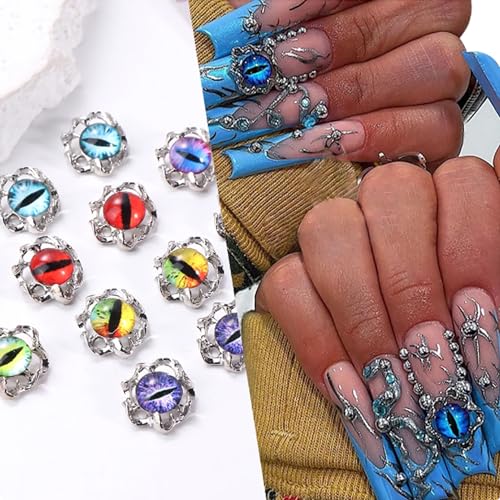 Nail Art Decorations, Mix 6 Colors 3D Devil Eyes Glitter Nail Art, Glitter Stereoscopic Metal Diamond Nail Art Design, Acrylic Nail Supplies for Women DIY Manicure Decoration