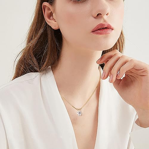 1-3 CT Moissanite Necklace for Women, Solitaire Lab Imitation Diamond Pendant, 18K White Gold Plated D Color Round Cut 925 Sterling Silver Necklace, GRA Certified, 18+2 inch Box Chain2