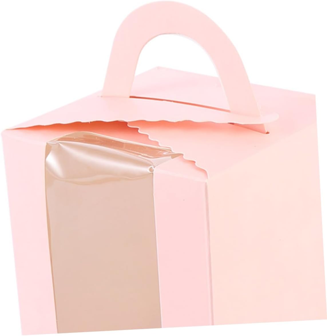 Toyvian 50pcs Pink Single Cupcake Boxes with Handle, Paper Muffin Containers for Wedding, Party, and Dessert Storage