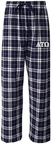 Alpha Tau Omega - Pantalones de franela a cuadros azul marino ATO
