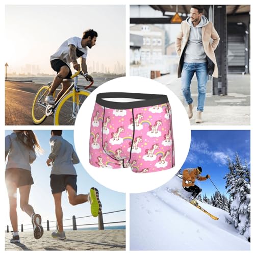 Mens Underwear - Boxers for Men, Pink Cartoon Cute Horse Rainbow Boxer Briefs for Men Pack, Mens Boxer Briefs3