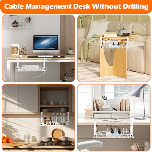 VFANDV Kabelmanagement Unter dem Schreibtisch, Kabelkanal Schreibtisch Ohne Bohren Kabel Organizer Schreibtisch Untertisch Kabelmanagement Kabelhalter Schreibtisch für Startseite Büro