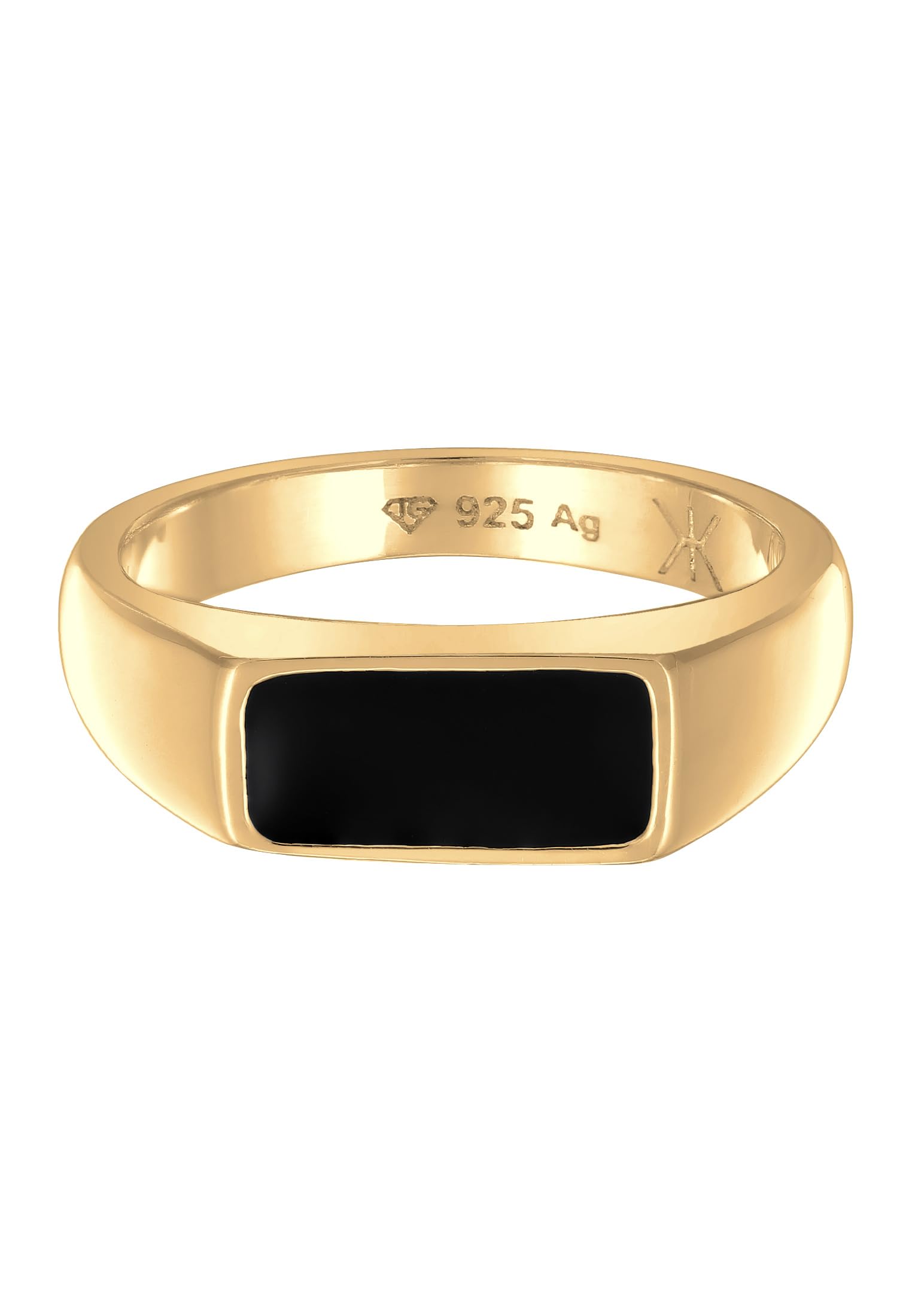 Kuzzoi Anillo de plata de ley 925 para hombre chapado en oro clásico con placa de esmalte para hombre en tamaño 60 – 66, 0612710424