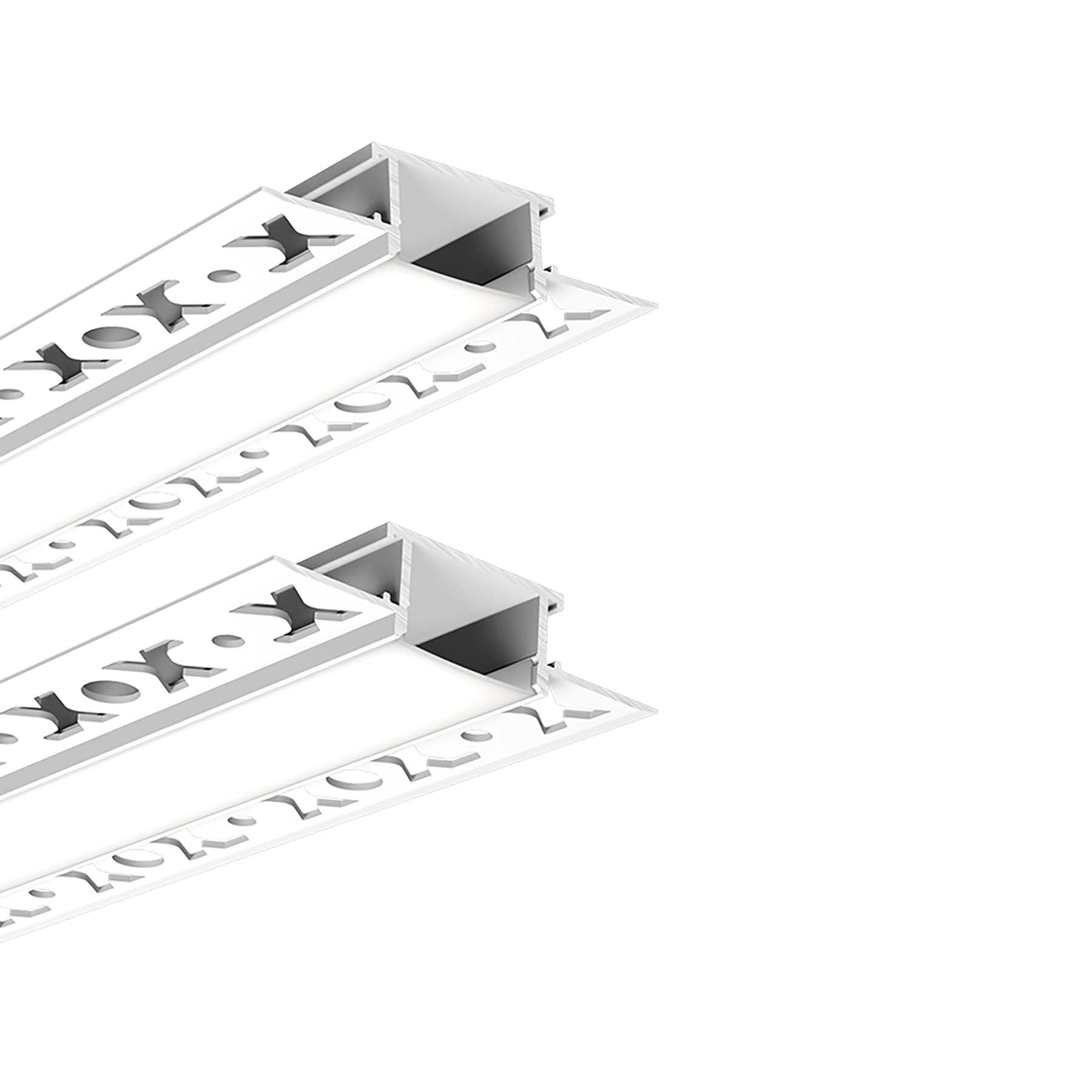 G.w.s Silver G.w.s® Plaster-In Trimless Recessed Led Profile, 2-Pack Aluminium Channel For Led Strip Light, 2 Metres 61.45Mmx14mm (122-C6214)