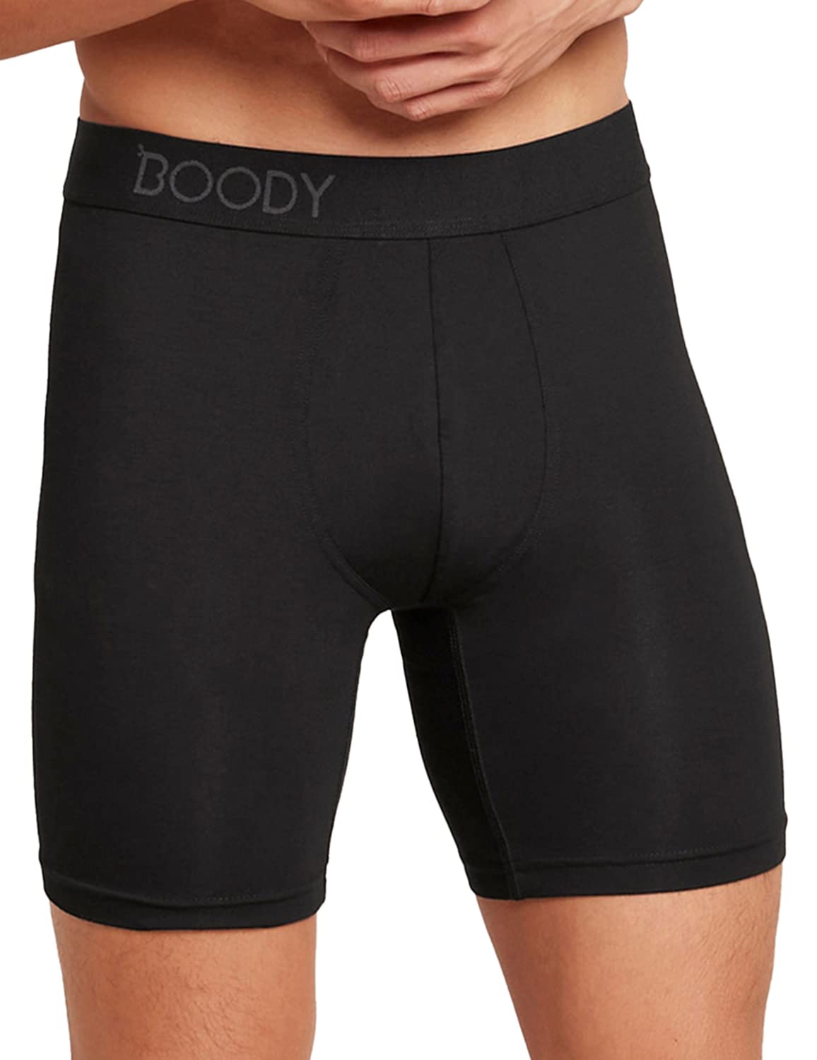 Boody Men's Black | Everyday Long Boxers | Organic Bamboo Underwear | Seamless Boxer Shorts | | Large | Single