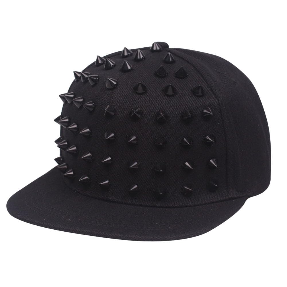 Lpitoy Unisex Black Studded Punk Hat Rivet Spiky Hat Baseball Cap For Hip-Hop Dance For Men Women
