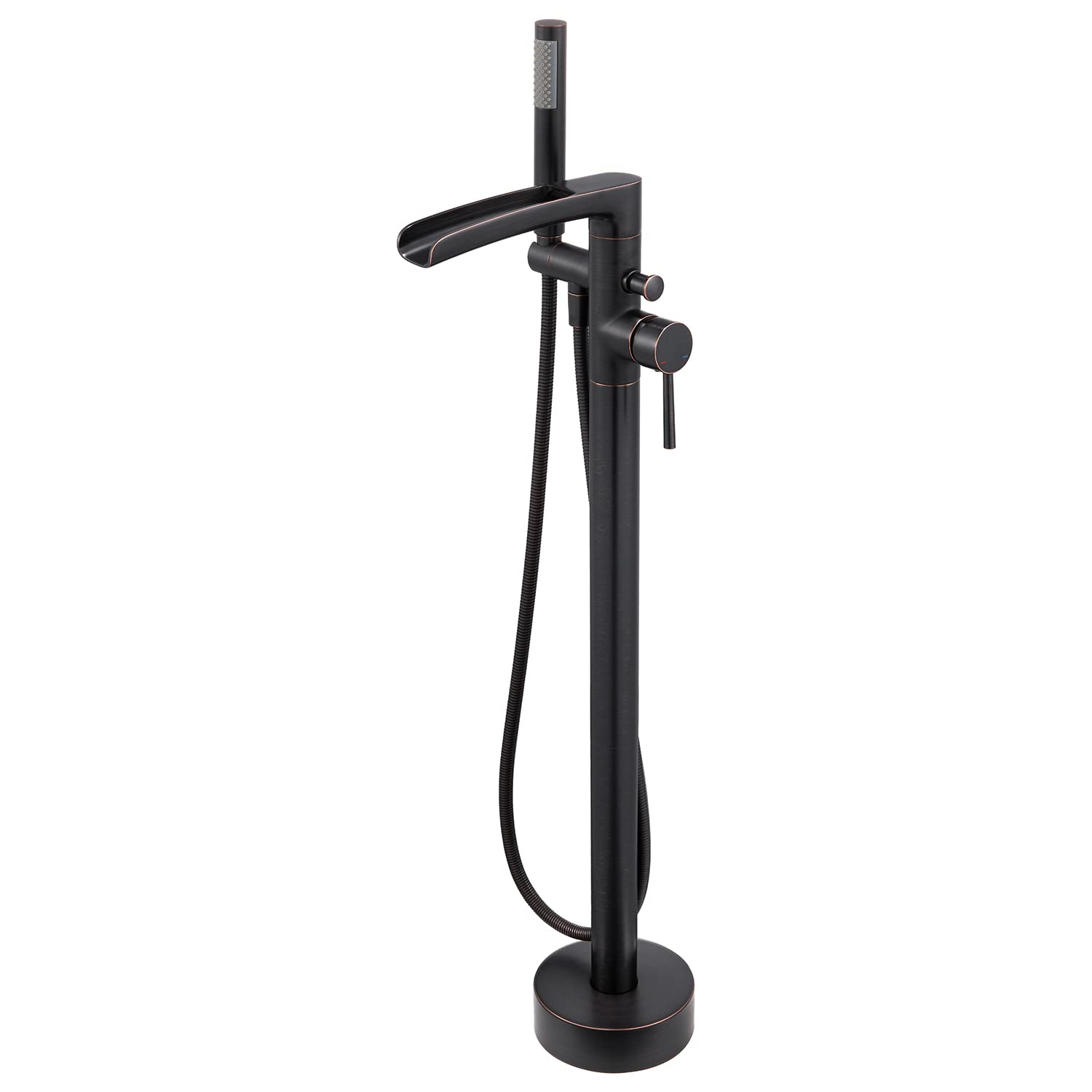 Robinet de baignoire cascade autoportant en laiton bronze et sa douchette
