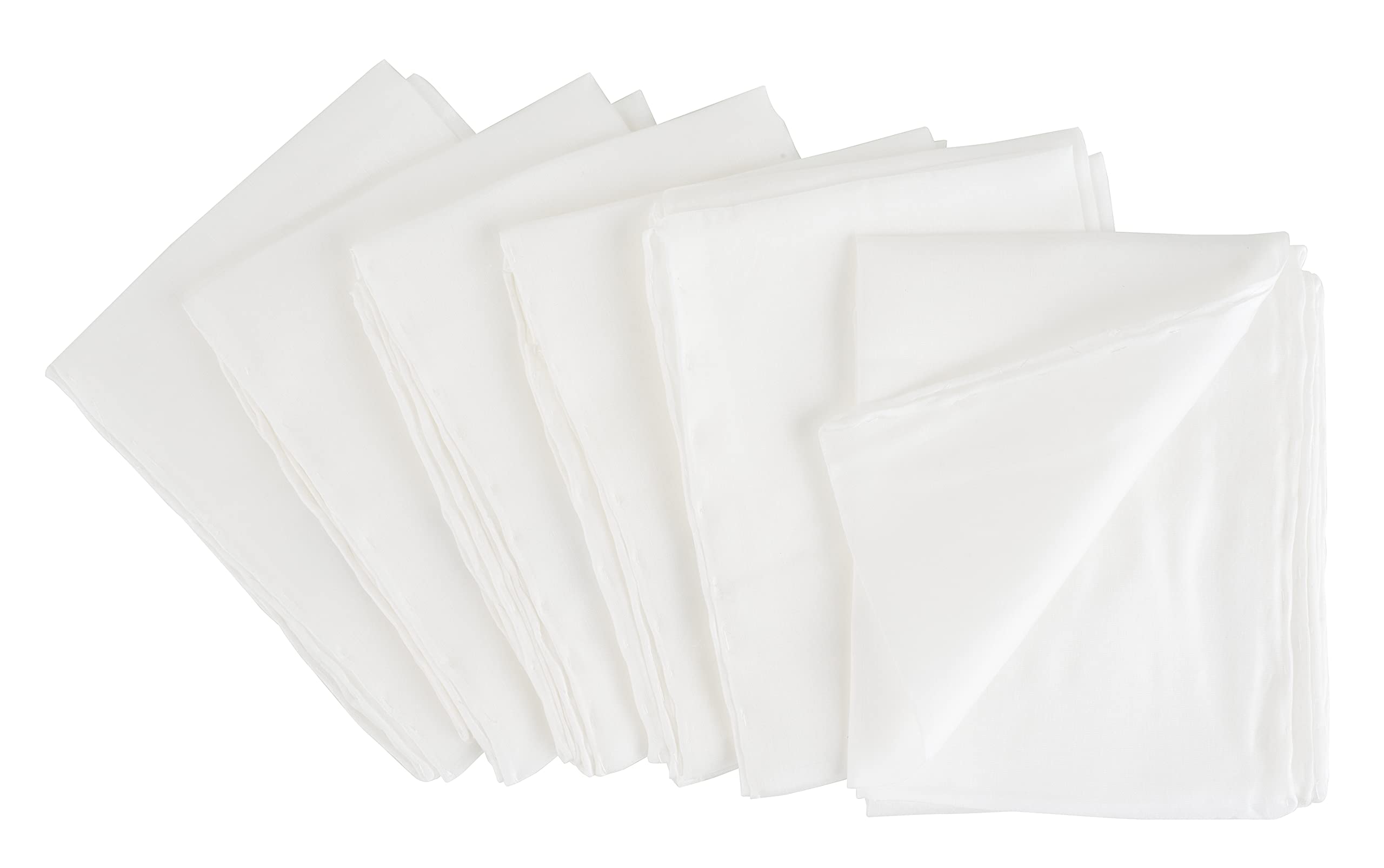 6er-Set Seidentücher, ca. 55 x 55 cm, Pongé 05, 1. Wahl, naturweiß, handrolliert