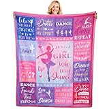 Poekuao Dance Blanket Gifts for Girls, 60'x50' Ballet Throw Blanket Recital Dance Competition Gifts for Team Lover Ballerina Lightweight Flannel Warm Cozy Bedding Women Teachers