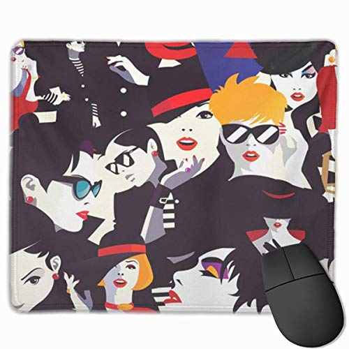 Preisvergleich Produktbild Niedliches Gaming-Mauspad, Schreibtisch-Mauspad, kleines Mauspad für Laptop-Computer, Mausmatte Schwarzes Gesicht Stilvolle Frauen im Stil Pop Red Portrait Beauty Color Contour Crowd