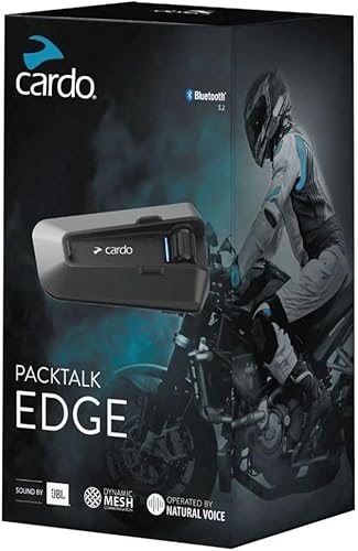 Cardo PACKTALK Edge - Sistema de comunicación Bluetooth para motocicleta, intercomunicador para auriculares, paquete doble