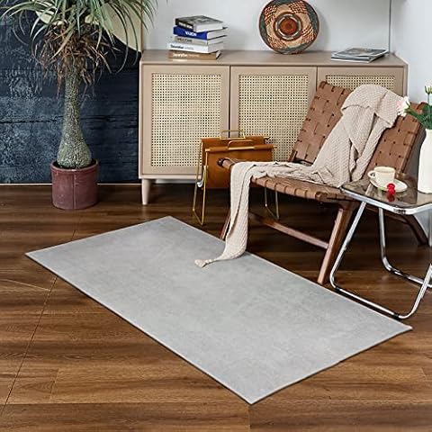Taleta Wintor Shaggy Washable Area Rug Foldable Modern Non Slip Carpet For Bedroom Bedside (Gray,91x152cm) Cover