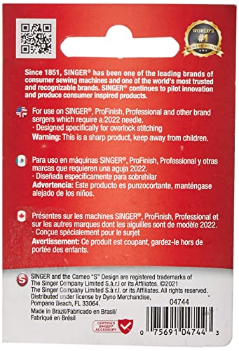 Singer Universal Regular Point Overlock Serger Needles, Size 80/12-5 Count #TOP1