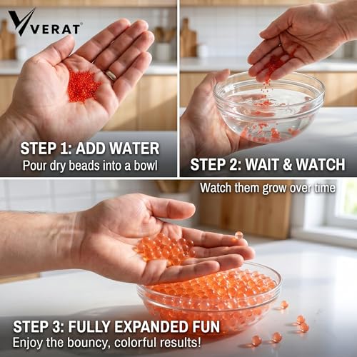 Image of Verat Gel Blaster Refill Water Beads Transparent for Gun Suitable Size 7-8mm Safe Non-Toxic Ammo for Gel Guns & Decorative Vase Filler (This Gel Balls for Specially for Gun) (1 Packets, 10000 Red)