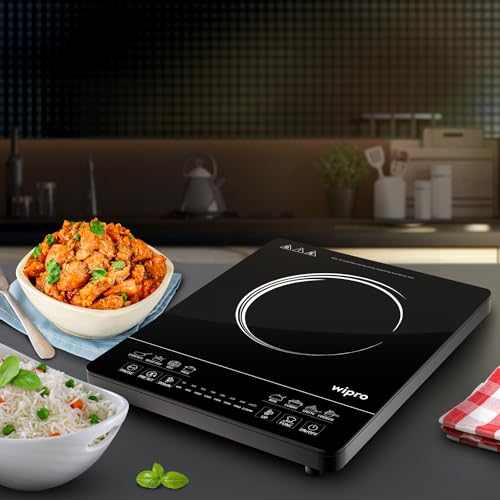 Image of Wipro Elato 1000 Watt, 100% Copper Motor, Mixer Grinder with 3 Jar, Black + Wipro Vesta 2200 watt Indcution Cooktop, Black ((Build Your Home Kit(BYHK))
