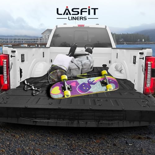Image of LASFIT Truck Tailgate Mat for Ford Super Duty F250 F350 F450 2026 2025 2024 2023 Truck Bed (Not Fit Optional with Tailgate Step) All Weather Protector TPE Tailgate Liner,1pc Black