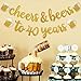 Cheers & Beers to 40 Years Gold Glitter Banner, 40th birthday decorations for men, Wedding Anniversary Party Decorations Pre Strung & Ready To Hang, Beer Party Decorations