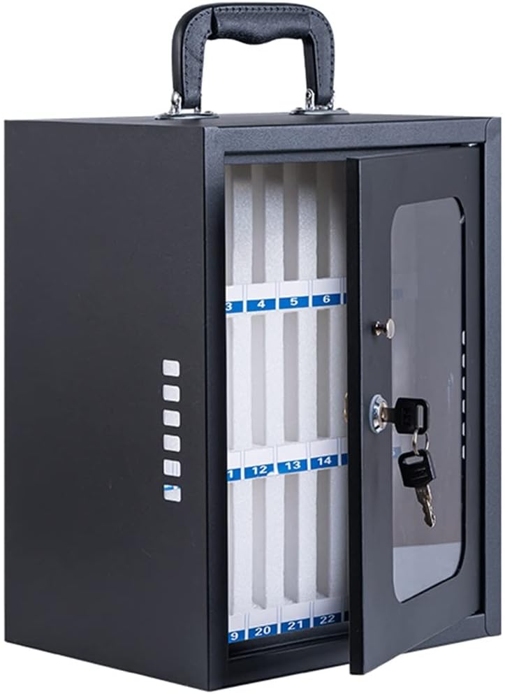 School Mobile Phone Safe Deposit Box Metal Durable Mobile Phone Storage Box Mobile with Lock Factory Safety Mobile Phone Cabinet (Color : Black, Size : 24