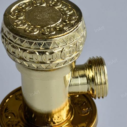 Image of InArt Zinc Angle Cock Valve for Bathroom & Kitchen | Stop Cock with Wall Flange | Antique Finish (Gold) - 5 Year Warranty