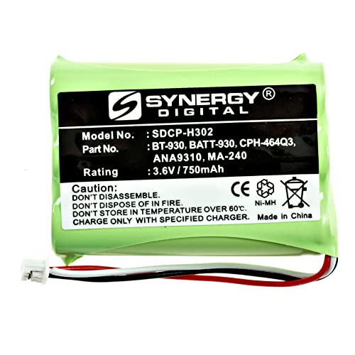 Synergy Digital Cordless Phone Battery, Works With Toshiba Bt-930 Cordless Phone, (Ni-Mh, 3.6V, 750 Mah) Ultra Hi-Capacity Battery #TOP3