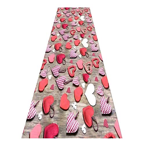 Tapis couloir moderne anti-salissure et isolant acoustique motif coeur 3D pour grand passage