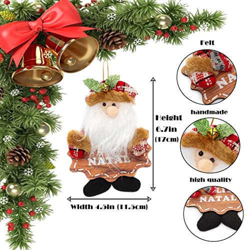 Campsis Christmas Hanging Decorations Plush Santa Snowman Bear Reindeer Tree Ornaments With Jingle Bells Board Handmade Felt Table Ornaments Christmas Tree Decorations Party Home Holiday Decor 4 Pack #TOP4