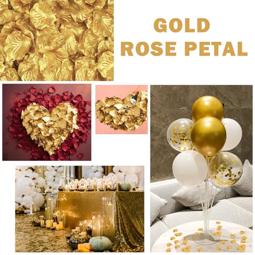 Image of 300PCS Fake Rose Petals for Romantic Night Romantic Festive Atmosphere Creation for Marriage Proposa Wedding Valentine's Day Decoration Party Activities (Gold)