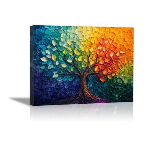 Tableau arbre de vie vert impression sur toile encadrée pour grand salon