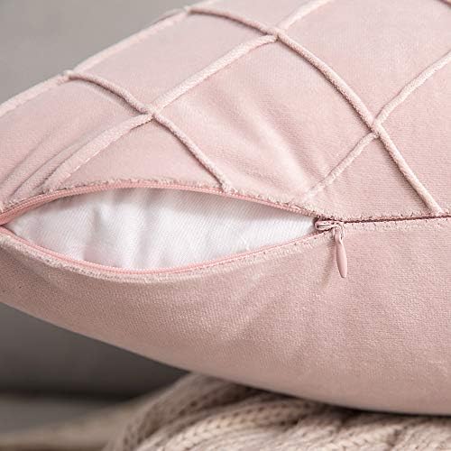 MIULEE Velvet Cushion Covers Home Decoration with Square Pattern Throw Pillow Covers Super Soft Modern Smooth Washable for Living Room Bedroom Sofa 2 Pieces Pink 40 x 40 cm 16 x 16 Inch