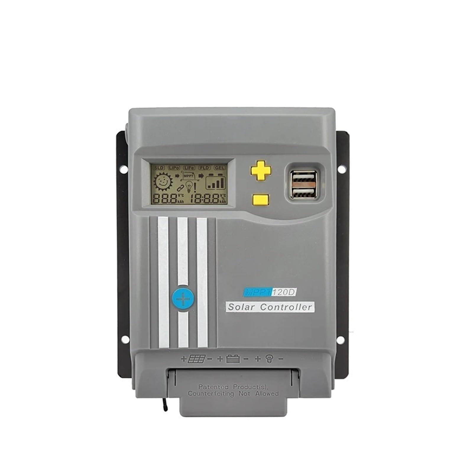 Controlador de carga solar, MPPT 20A con Panel Solar automático de 12V/24V, regulador batería, controlador Char, USB Dual for(MPPT120D-WIFI)