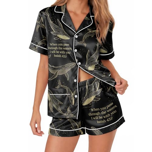 CENCORY Women’s Silk Short Satin Pajama Set - Soft Button