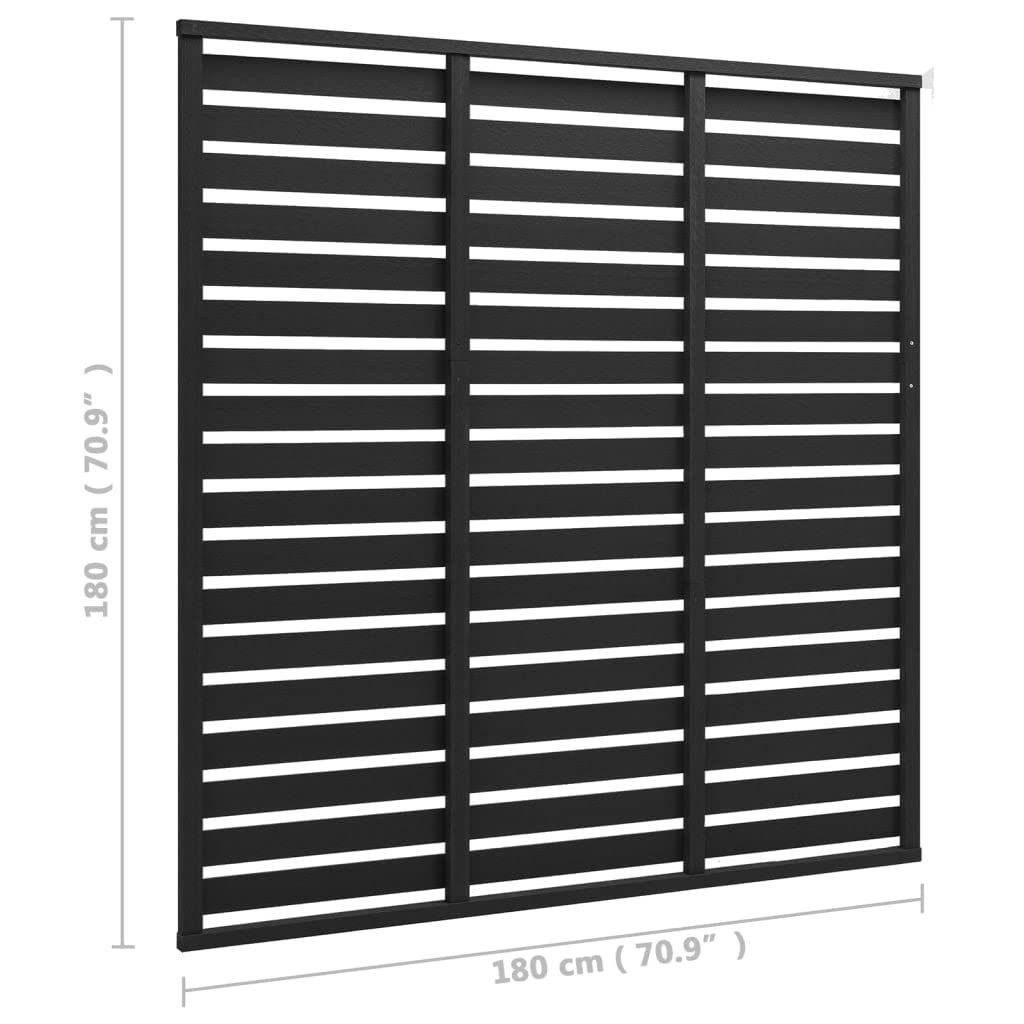 WPC Sichtschutzzaun 180x180 cm Schwarz, Horizontales Zaunelement für Garten und Terrasse, Witterungsbeständiger Windschutz und Gartenzaun aus Holz-Kunststoff-Verbundwerkstoff