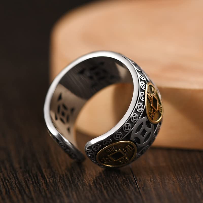 Miniatura 3 de Feng Shiu Ring Anillo Mantra Good Luck Fortune Wealth Protection Efficacious Rings for Men & Women, Adjustable Ring(Pi-XIU T)