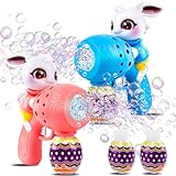 Easter Bunny Bubble Gun for Toddlers: 2-Pack Bubble Guns for Kids 4-8 | Bubble Machine Gun for Toddlers 1-3 | Bubble Blaster with Refill Solution | Outdoor Toys Gifts for Easter Basket Stuffers