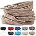 Produktbild TULMERO 2 Paare Schnürsenkel Sandfarben 100% Baumwolle - Sneaker Schnuersenkel Flach, 8 mm Breite Flat Sneaker Shoelace, Ersatz Schuhbänder für Turnschuhe Länge 120 cm
