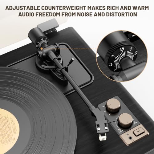 Image of Hi-Fi Belt-Drive Vinyl Record Player with Speakers and Bluetooth Playback
