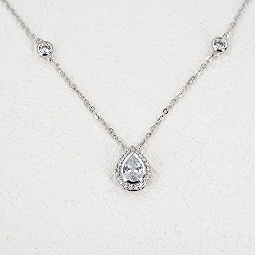 Sterling Silver Waterdrop Pear Shape Pendant Droplet Necklace4