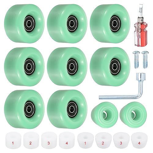 PATIKIL 8 Pack Roller Skate Wheels Outdoor 58mmx32mm Quad Roller Skate Wheels with ABEC-9 Bearing, 82A PU Roller Wheels & 2 Toe Stoppers for Double Row Skate Skateboard Indoor, Green