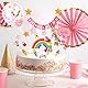 iZoeL Tortendeko Einschulung Mädchen Rosa Schulkind Girlande Schulanfang Kuchendeko Zuckertüte Kuchen Deko ABC 123 Ballon Tortenaufsätze Torten Cupcake Muffin Topper