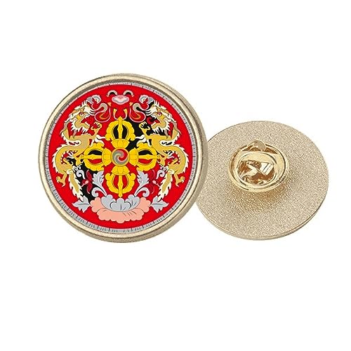 Broche Bhoutan emblème national en métal doré taille M pour costume
