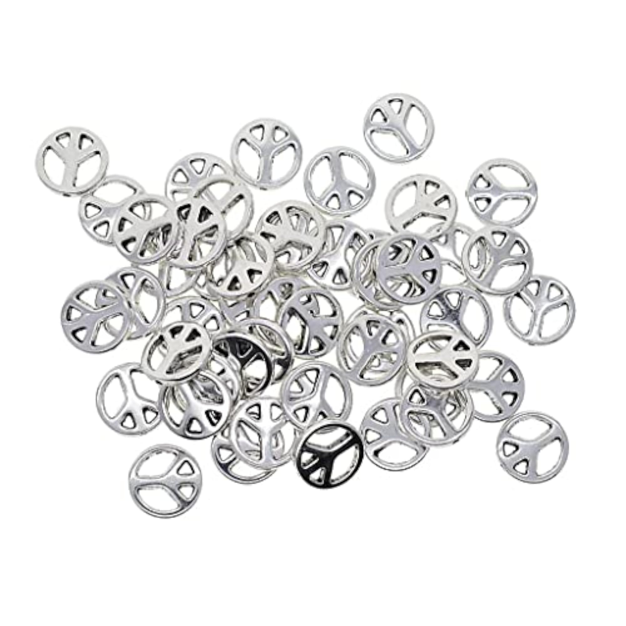 50 Pieces Tibetan Silver Peace Symbol Charm Beads