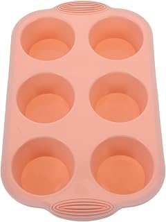 Silicone 6 Cup Muffin Pan Non Stick Baking Mold for Ovens | Pink Silicone Build, Lightweight Storage, Fast Heat Conduction, Special Occasions and Clubs Use